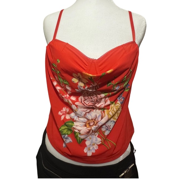 Urban Outfitters Tops - Urban Outfitters Red Balconette Bra with Floral Mesh Cami